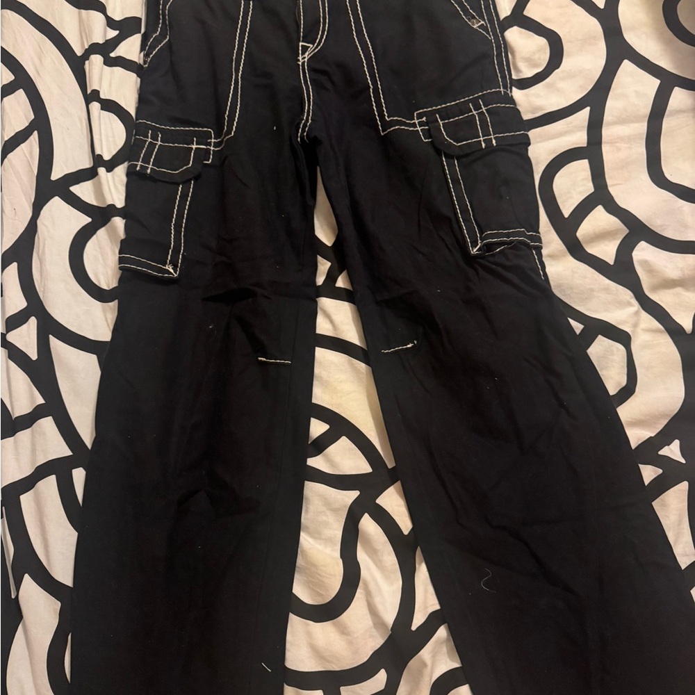True Religion Black Pants with Contrast Stitching